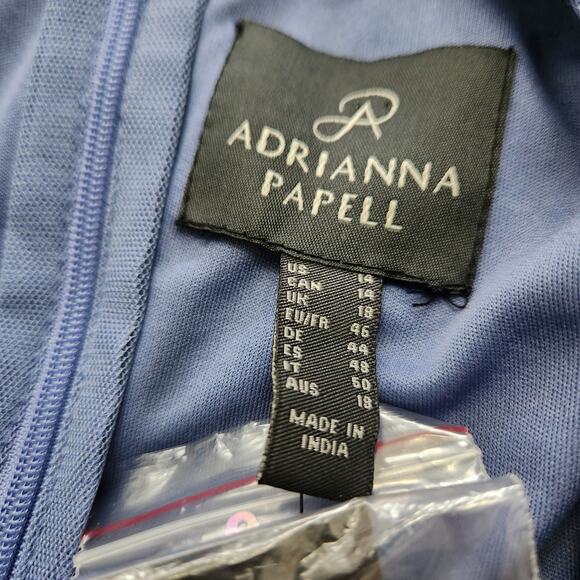 NWT Adrianna Papell Beaded Short Halter Dress French Blue Size 14 - Picture 6 of 9